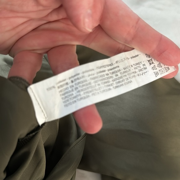 EUC Olive Green Zara Classy Belted Longsleeve Satin-Like Jumpsuit Size Medium - Picture 10 of 10